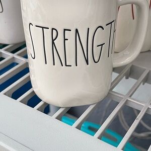 Rae Dunn White with Red interior  Ceramic Dining Mugs “STRENGTH”